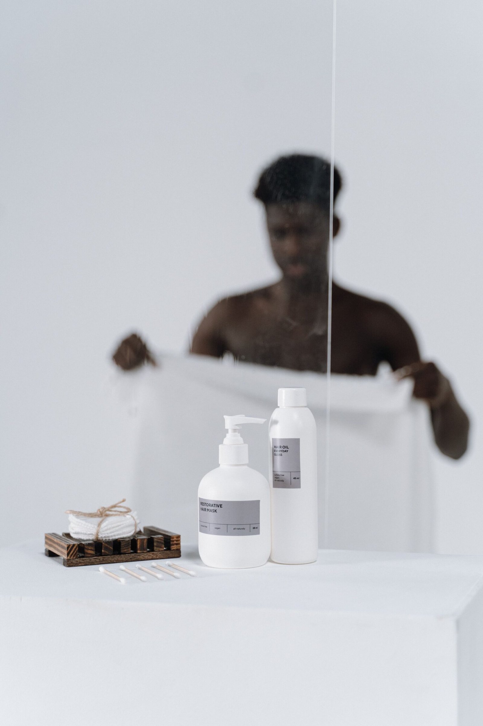 Personal care products arranged for comparison